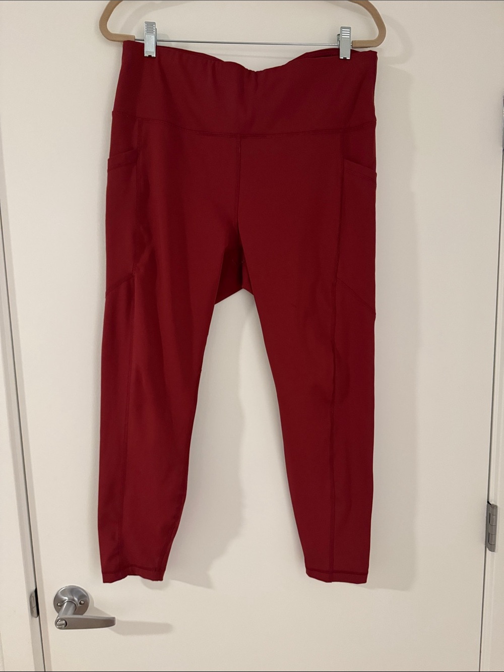90 Degree By Reflex Deep Red Active Leggings with Side Pockets